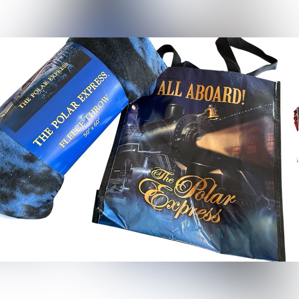 New polar express fleece blanket and  Blue Tote Bag the ultimate Christmas gift